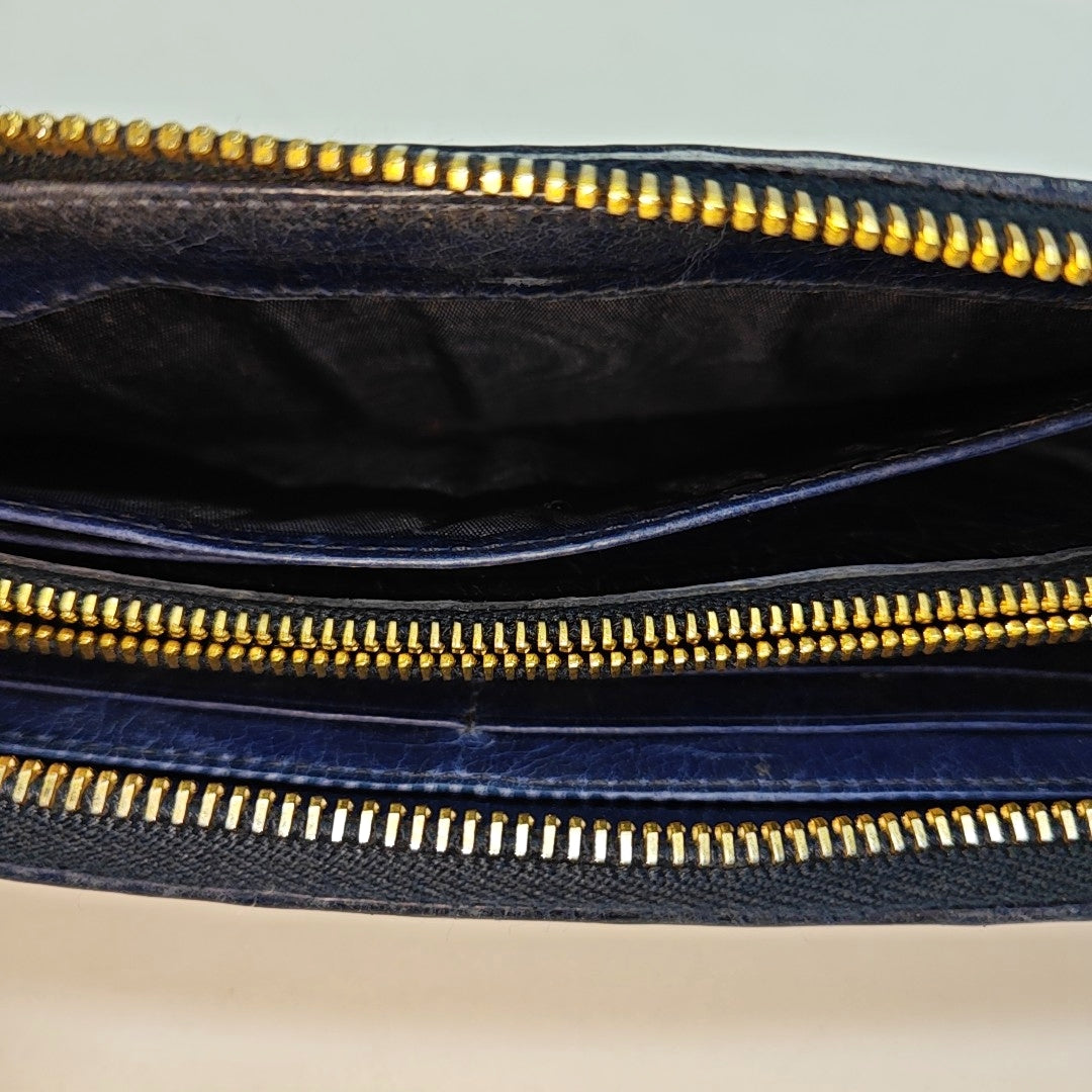 Quilted Lambskin Wallet Blue