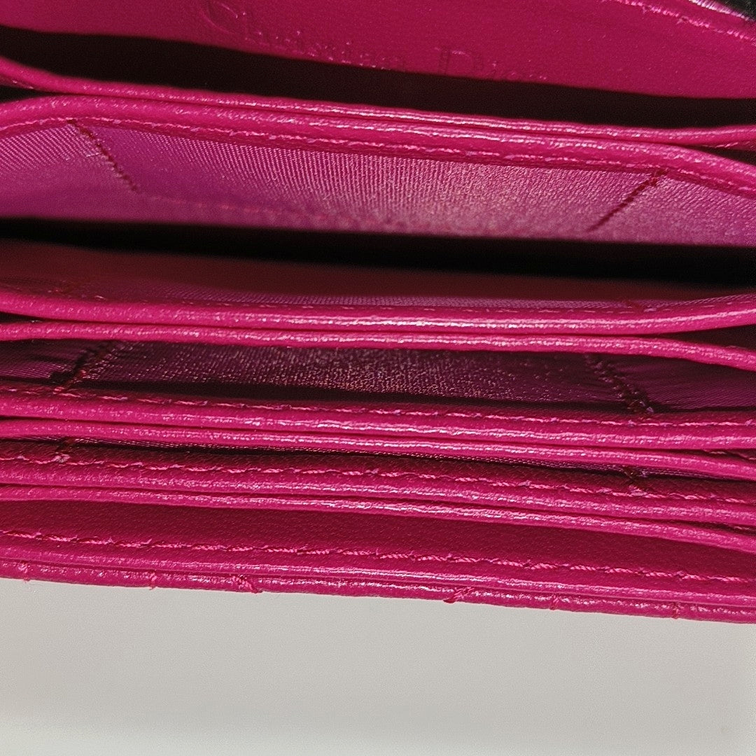 Lady Dior Super Mini Cannage Lambskin Pink Card Holder