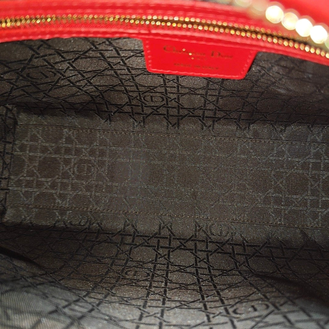 Lady Dior Large Cannage Lambskin Red