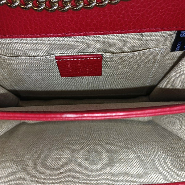 Interlocking G Small Calfskin Red