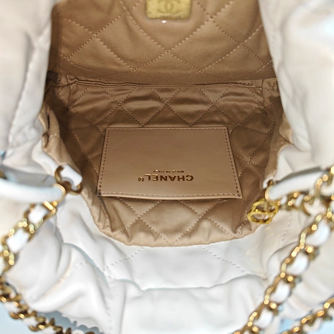 CHANEL 22 Mini Quilted Calfskin White