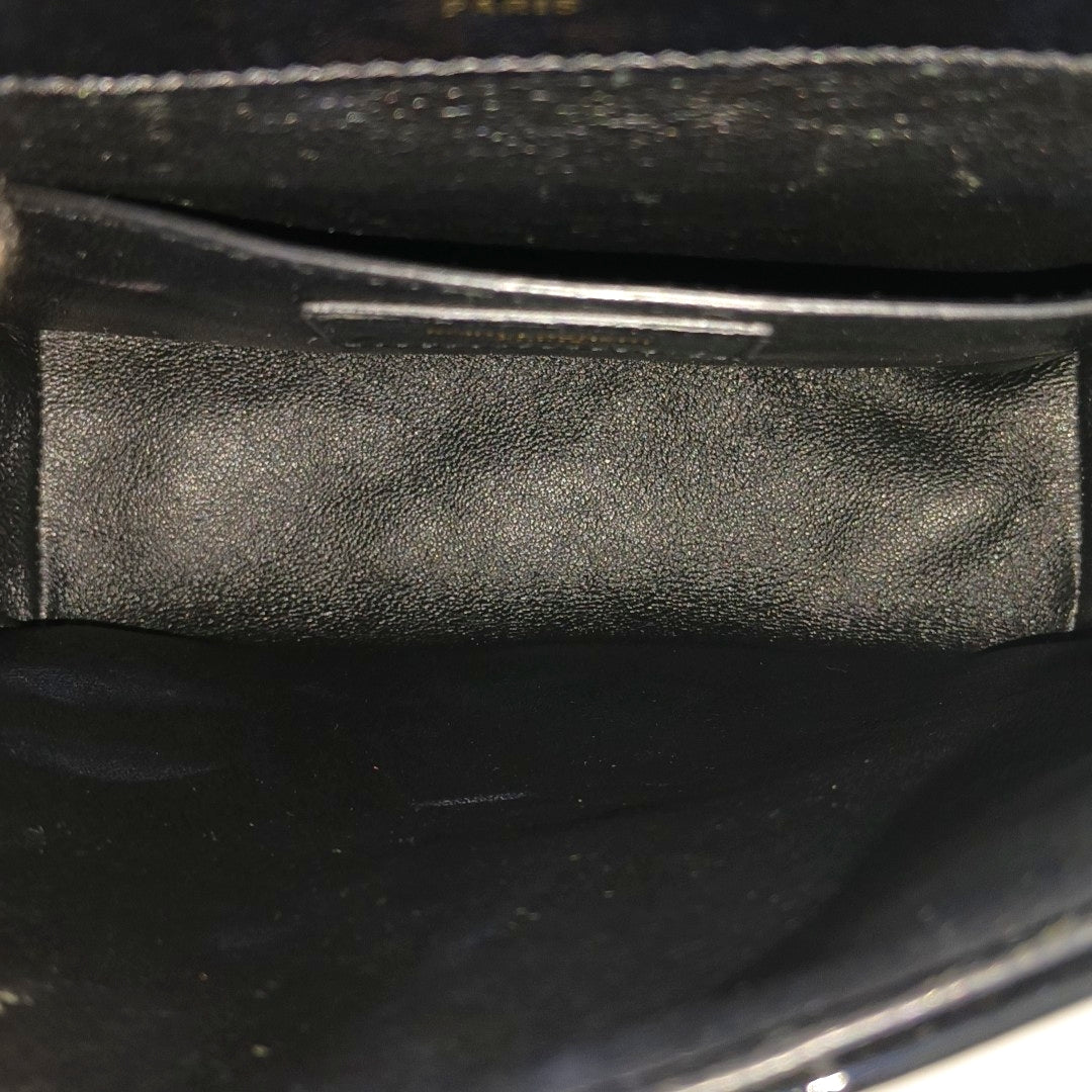 Quilted Patent Leather Shoulder Bag Black