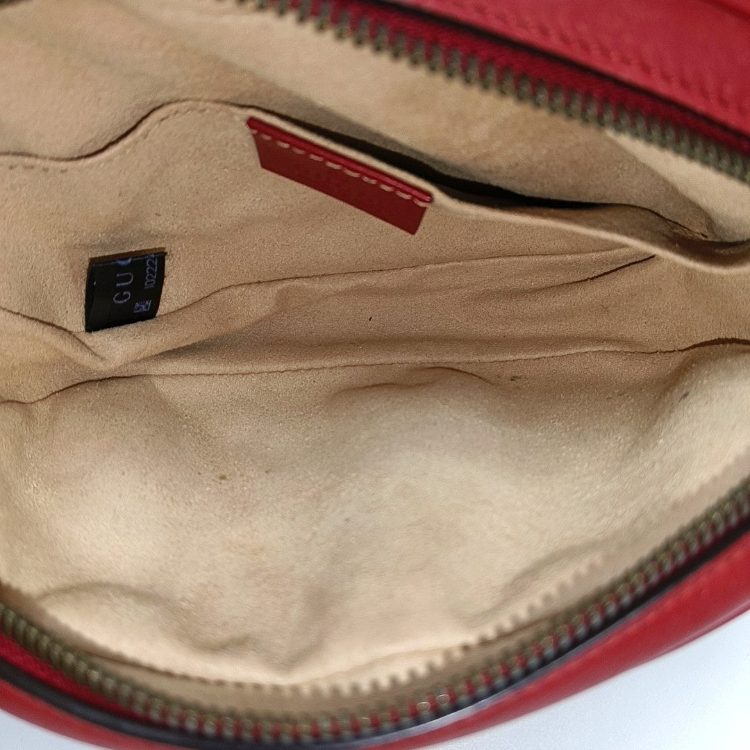 GG Marmont Super Mini Quilted Calfskin Red
