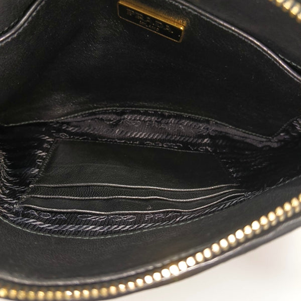 Quilted Nylon Top Handle Bag Black
