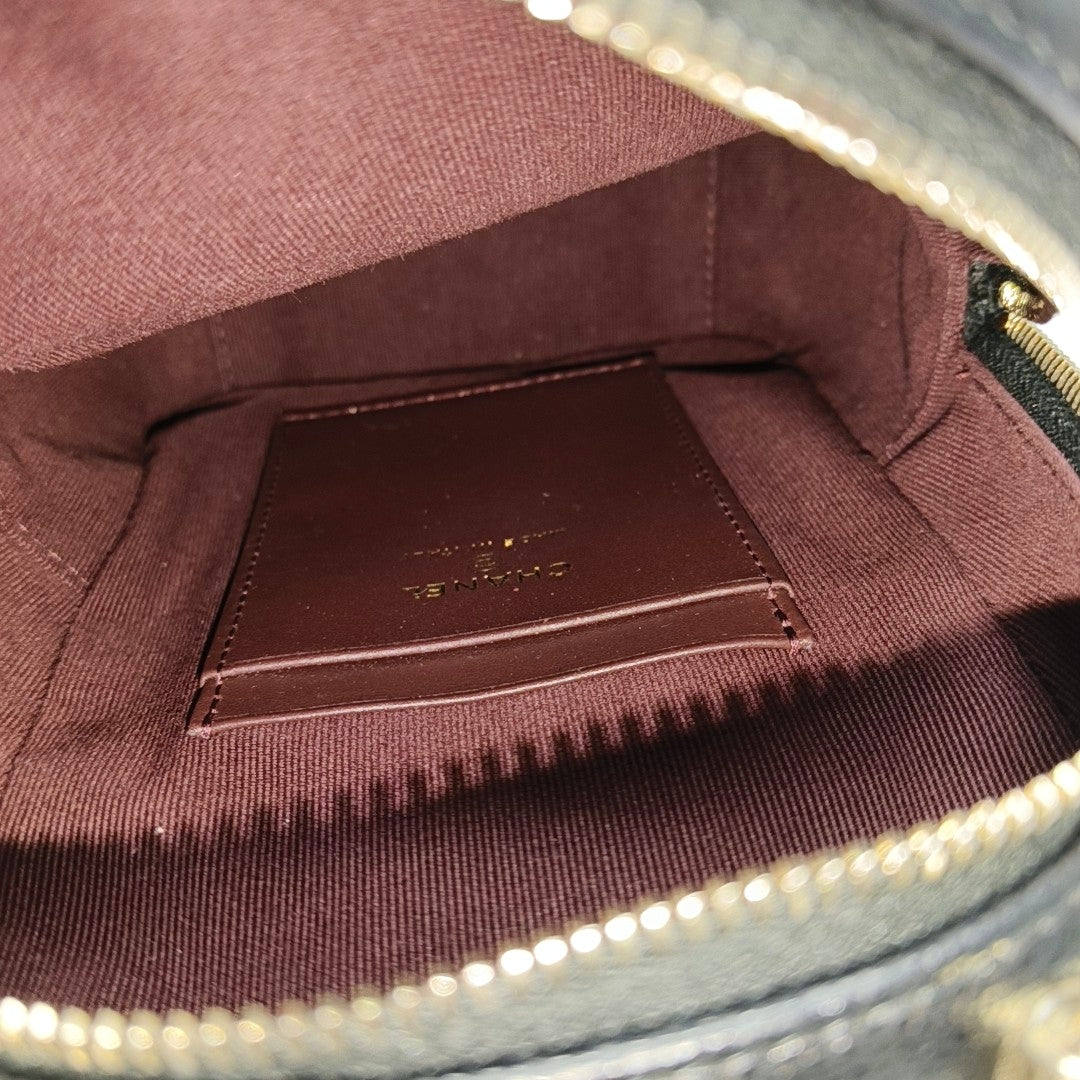 Quilted Grained Calfskin Backpack Mini Black