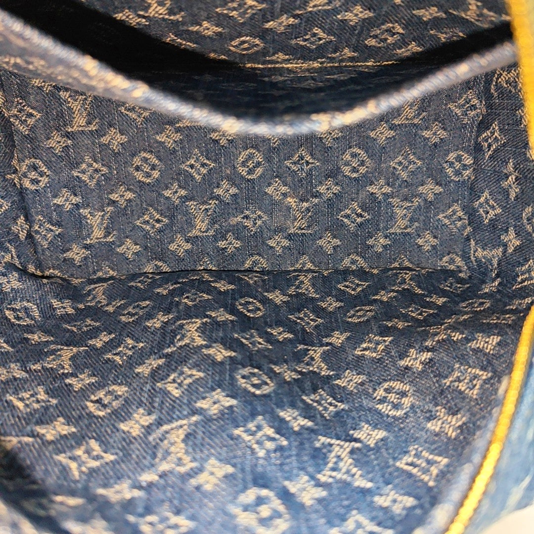 Monogram Denim Top Handle Bag Blue