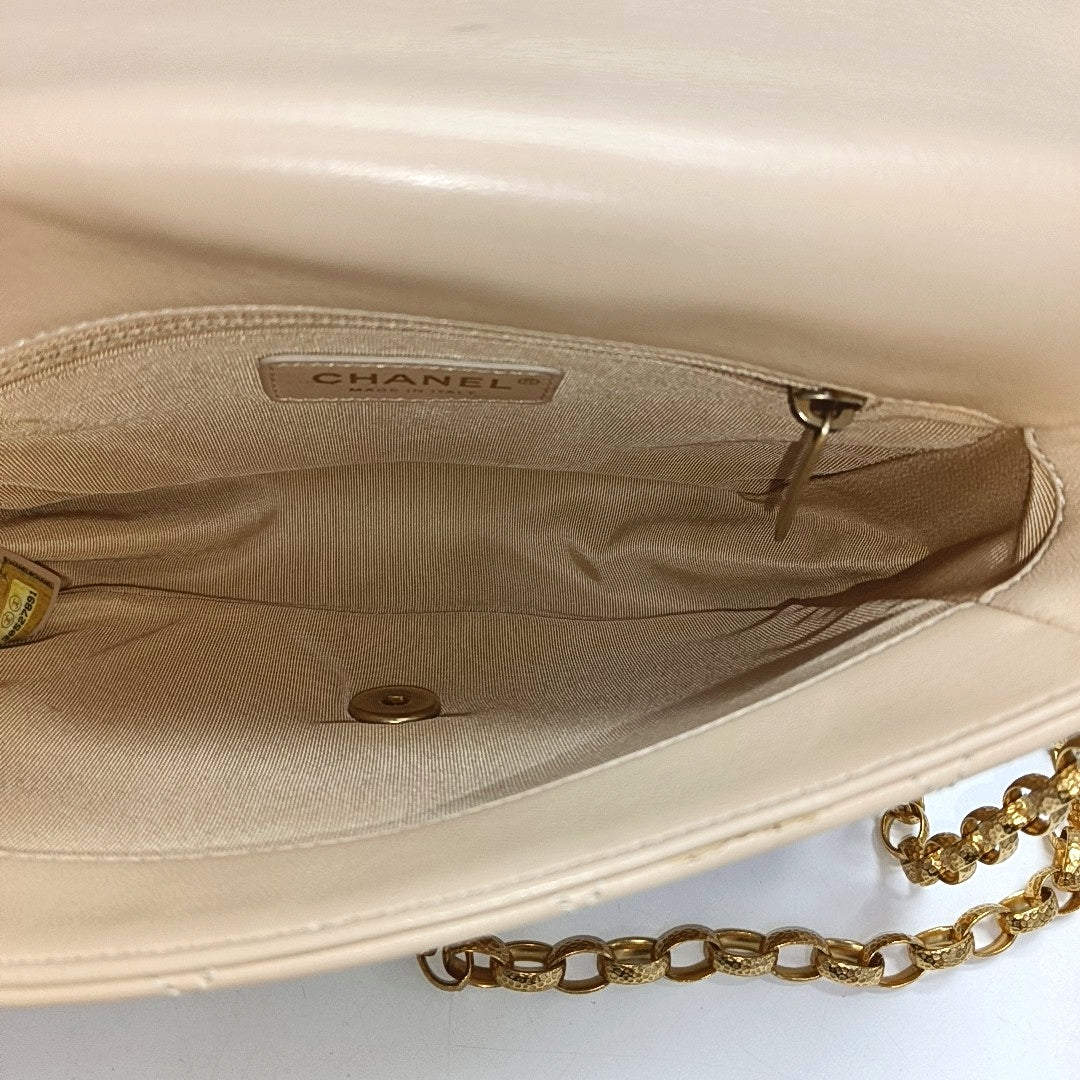 Quilted Lambskin Shoulder Bag Beige