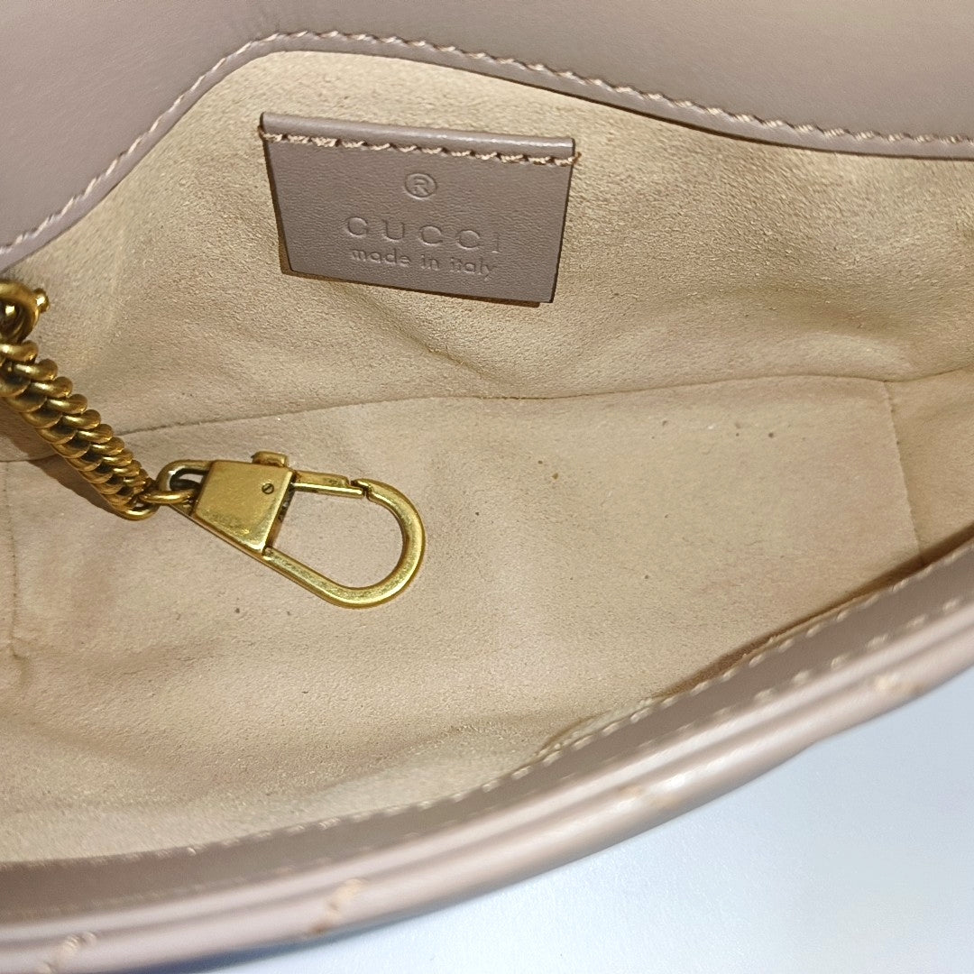 GG Marmont Mini Quilted Calfskin Beige