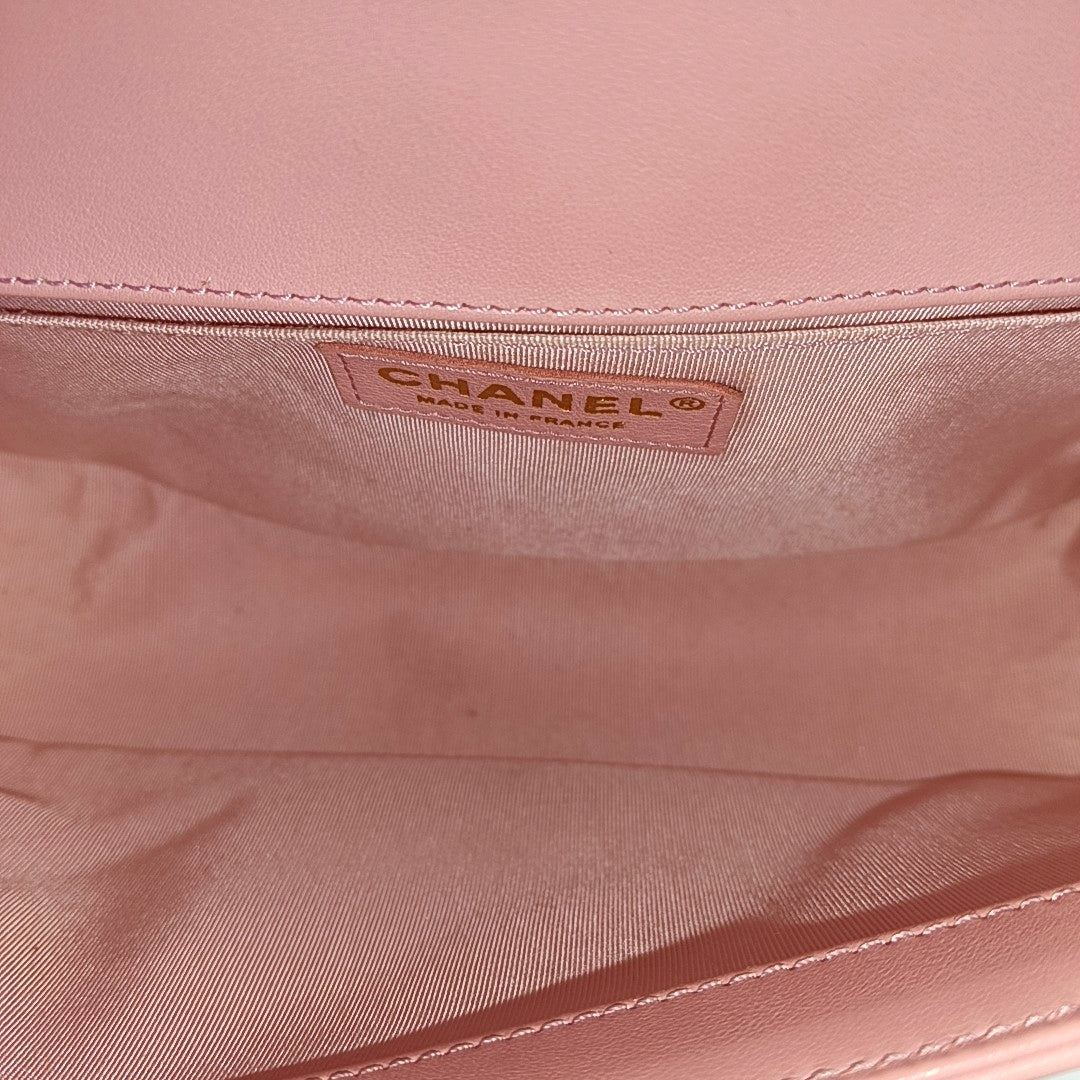 BOY CHANEL Medium Quilted Calfskin Pink