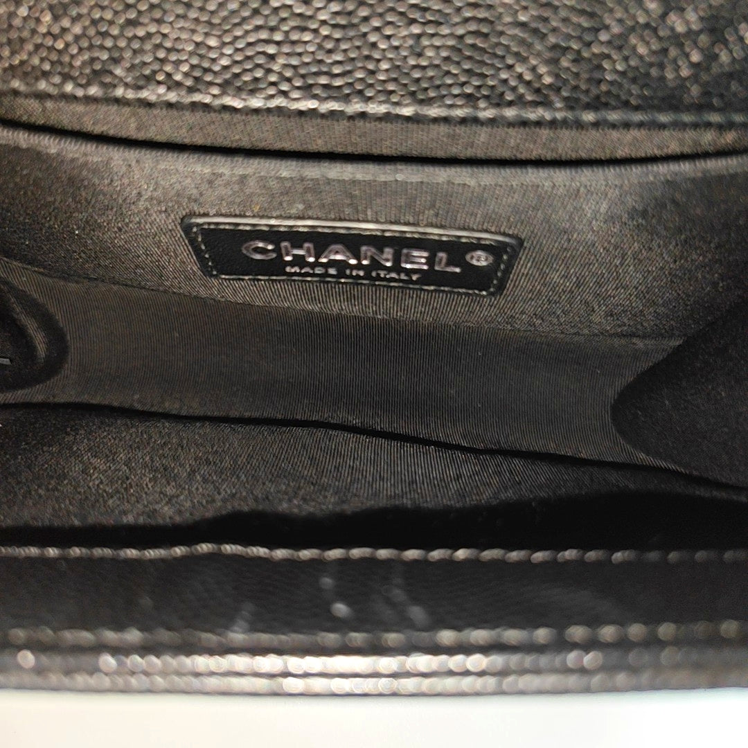 Authenticated pre-owned  BOY CHANEL Small Quilted Grained Calfskin Black - Shoulder Bag at Looply