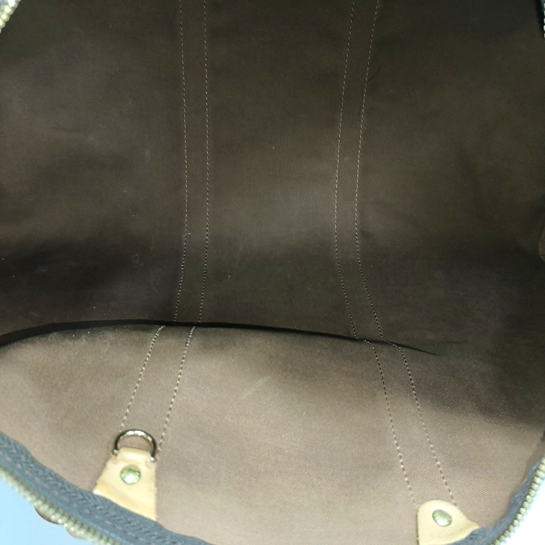 KEEPALL 50 Monogram Coated Canvas Brown