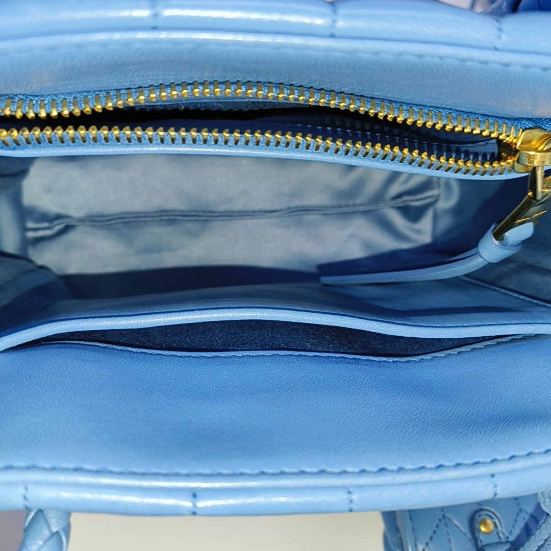 Bow Tote Small Quilted Lambskin Blue