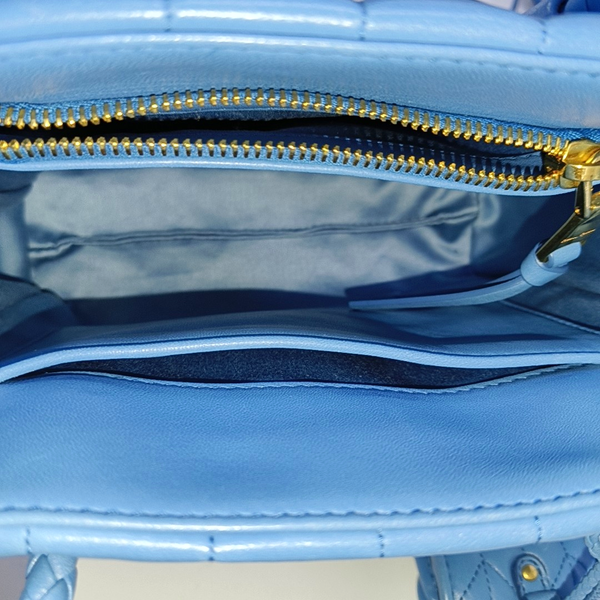 Bow Tote Small Quilted Lambskin Blue