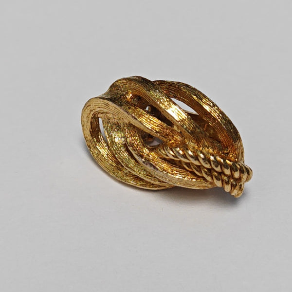Twist Round Metal Gold Clip On Earrings
