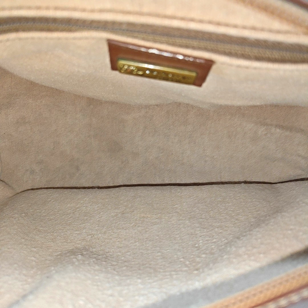 Coated Canvas Top Handle Bag Brown