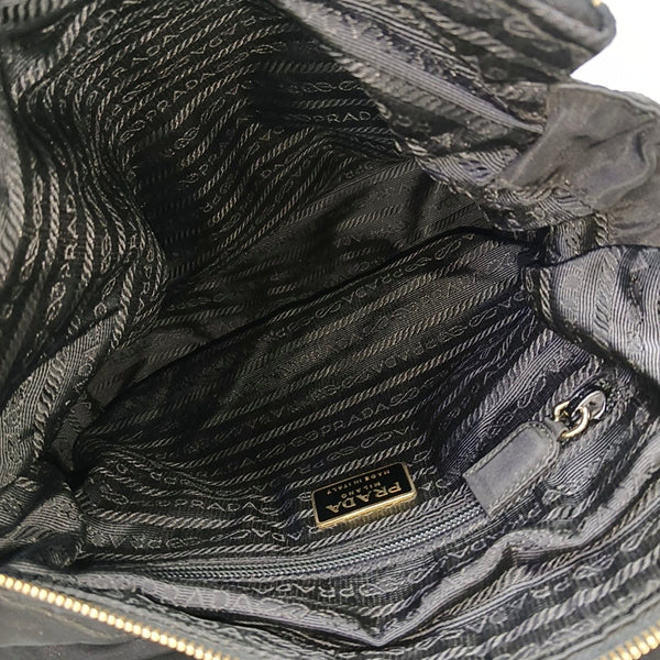 Quilted Nylon Shoulder Bag Black
