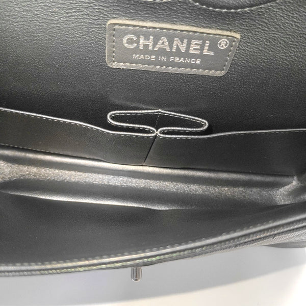 CLASSIC FLAP Small Chevron Grained Calfskin Metallic