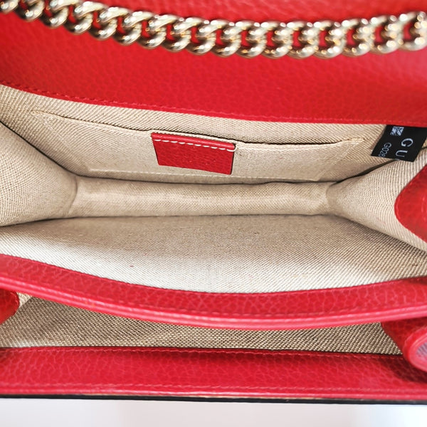 Interlocking G Small Calfskin Red