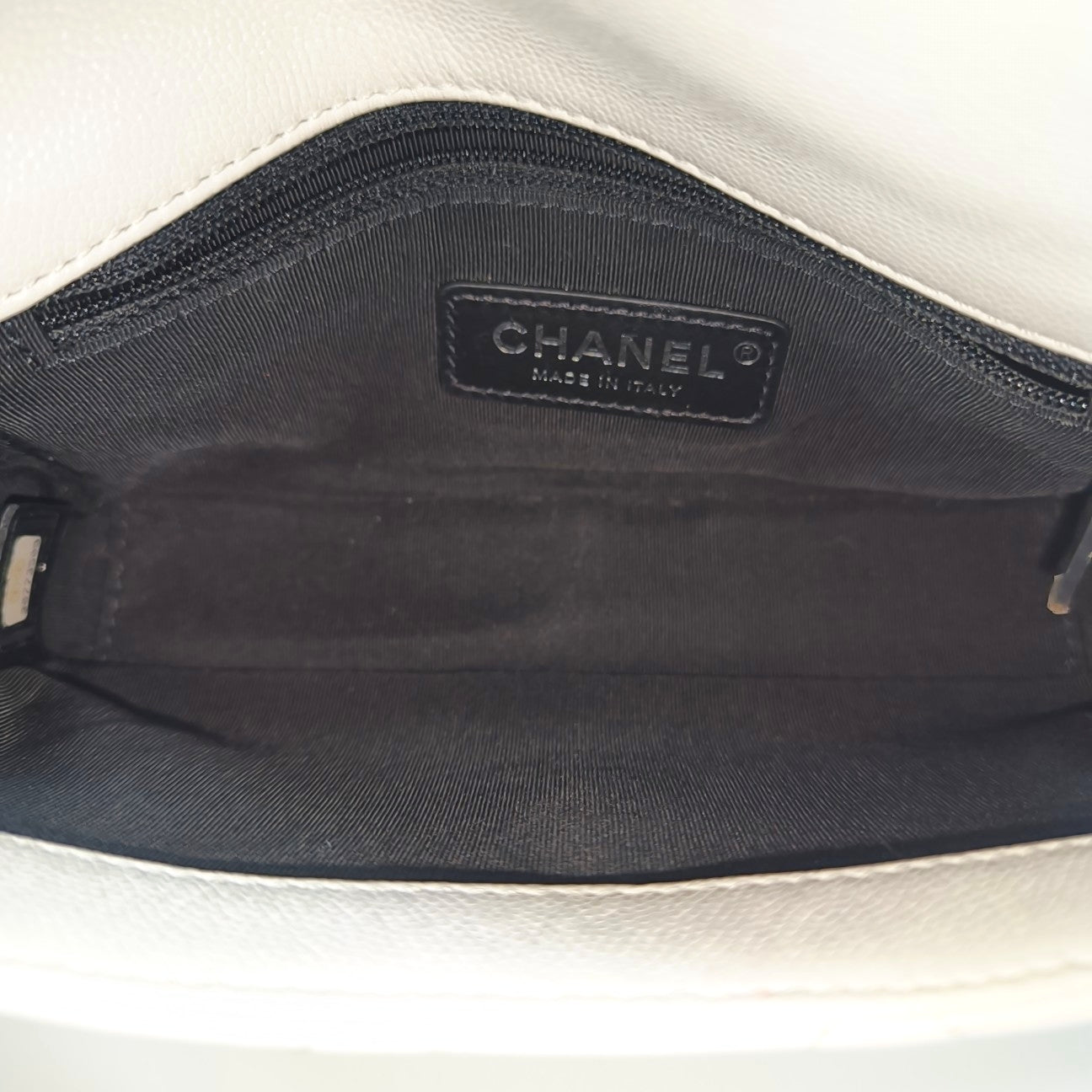 Quilted Grained Calfskin Shoulder Bag Small White