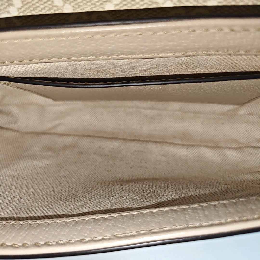Ophidia Small Monogram Coated Canvas Beige