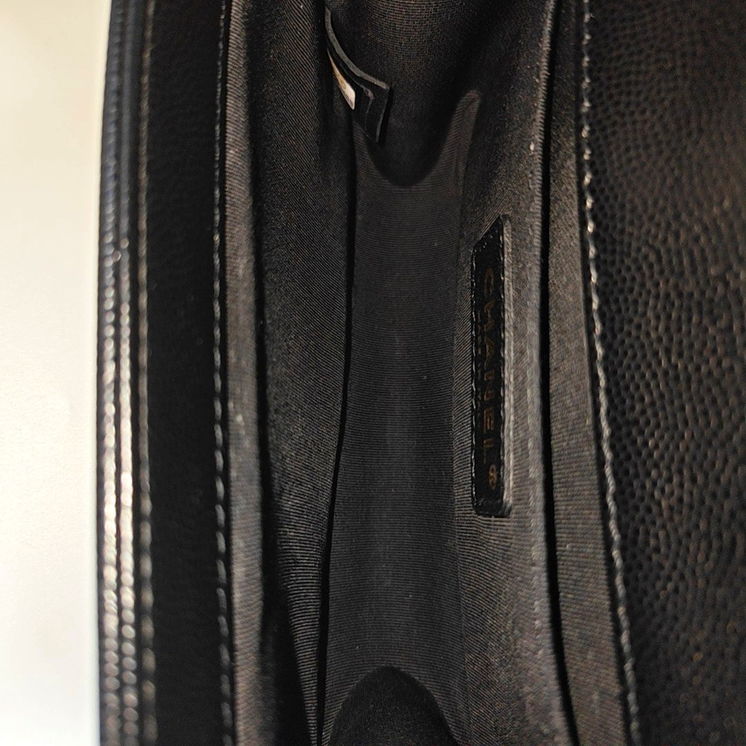 BOY CHANEL Small Quilted Grained Calfskin Black