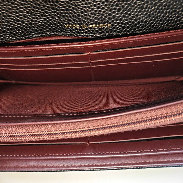CLASSIC FLAP Mini Quilted Grained Calfskin Black Wallet