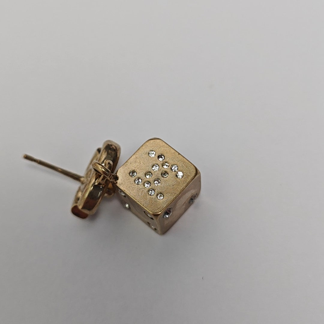 CC Logo Brass Gold Stud Earrings