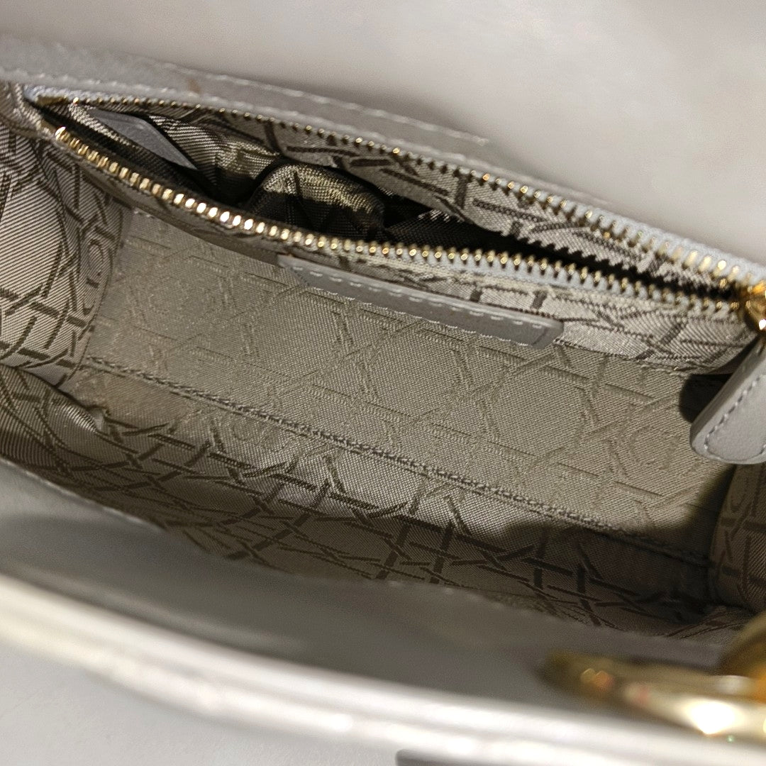 Lady Dior Mini Cannage Lambskin Gray