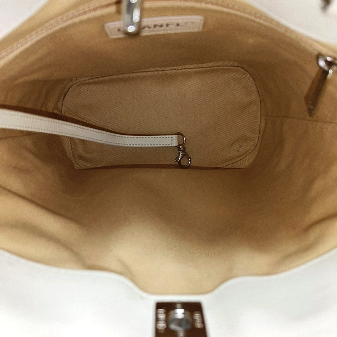 Quilted Calfskin Shoulder Bag White