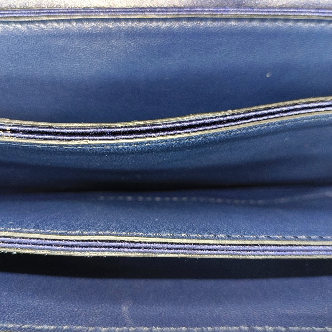 Silk Satin Top Handle Bag Blue