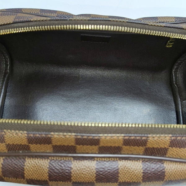 Damier Ebene Coated Canvas Clutch Extra Large Brown