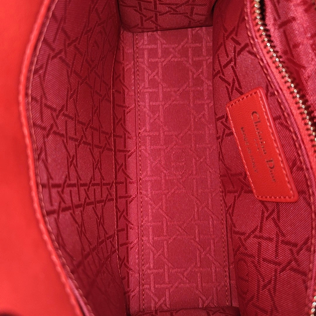 Lady Dior Small Cannage Lambskin Red