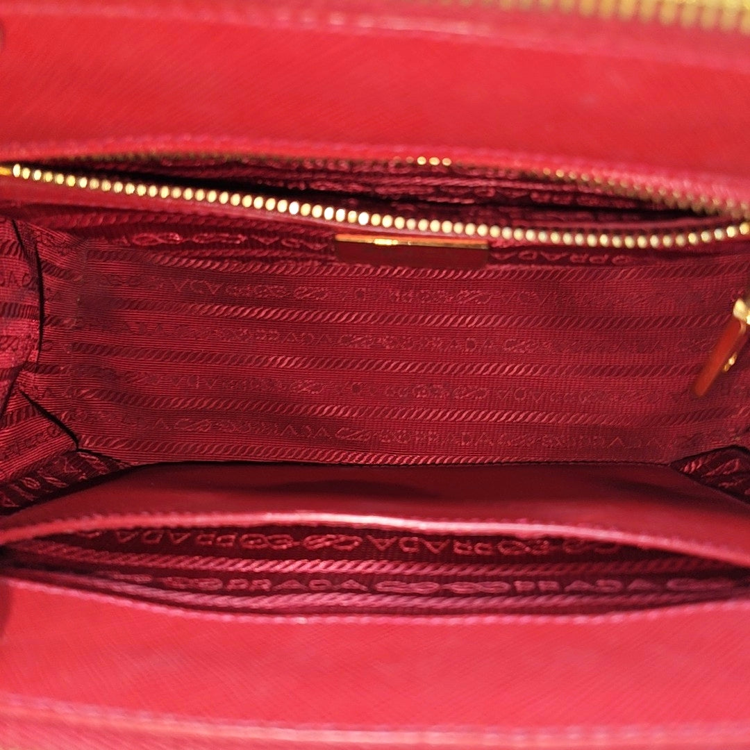 Galleria Small Saffiano Calfskin Red