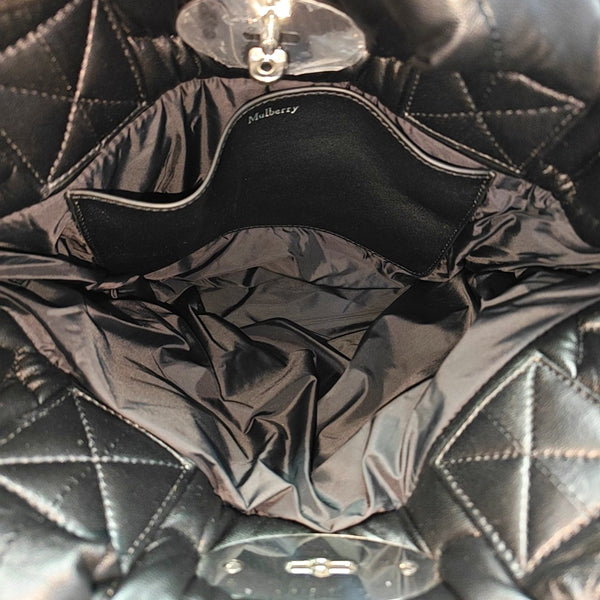 Quilted Leather Top Handle Bag Black