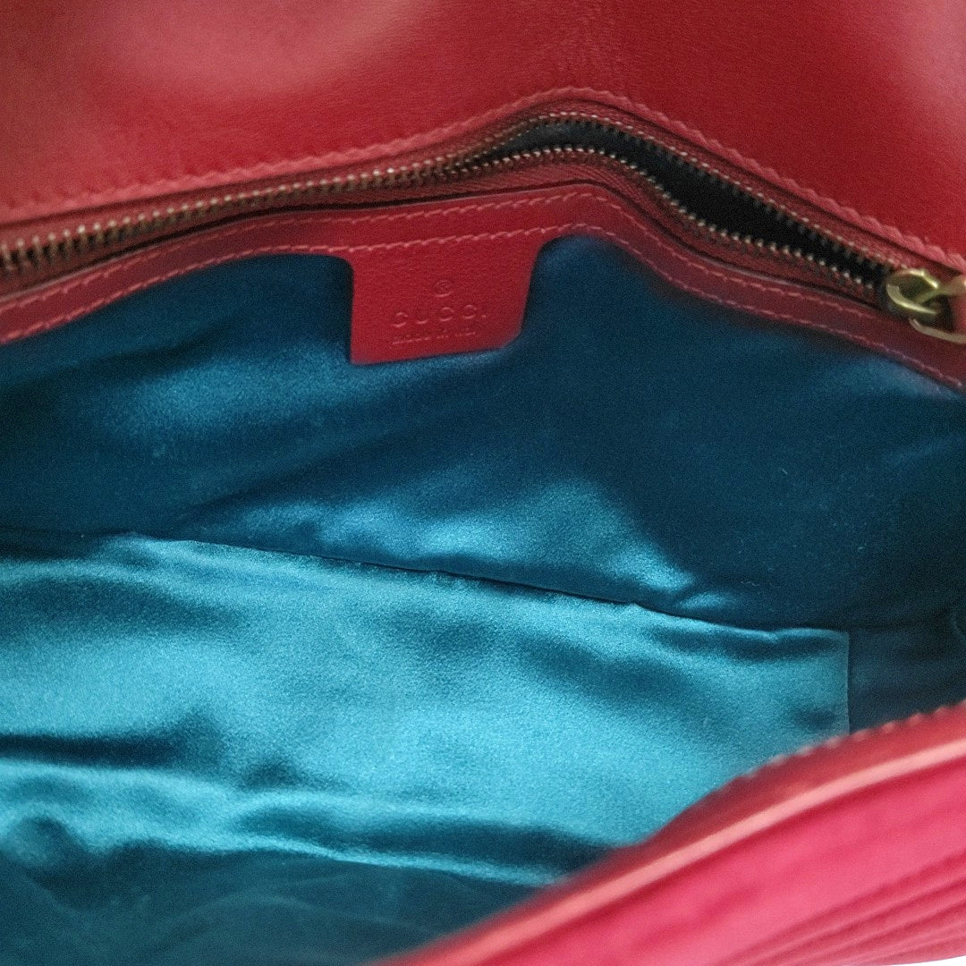GG Marmont Medium Quilted Velvet Red
