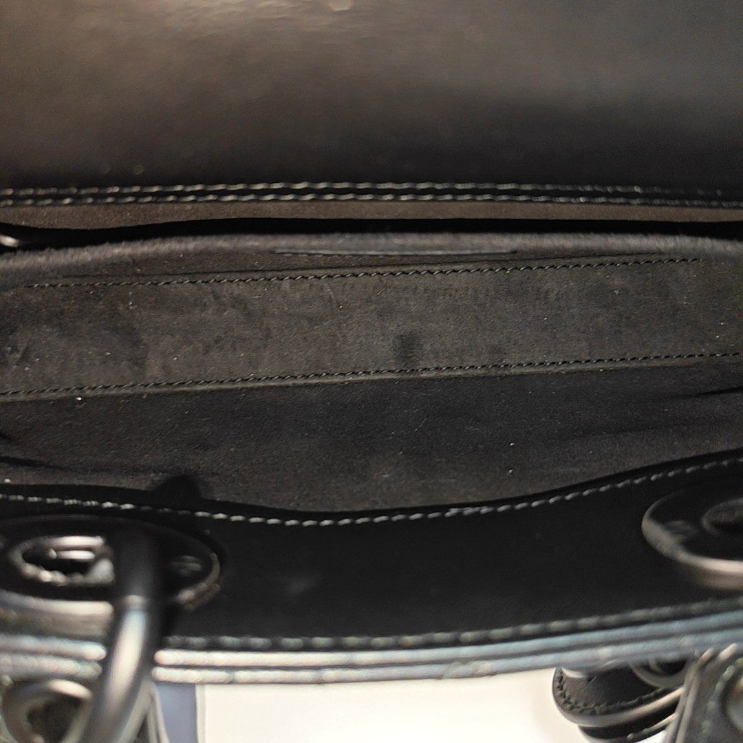 Lady D-Joy Small Cannage Patent Leather Black