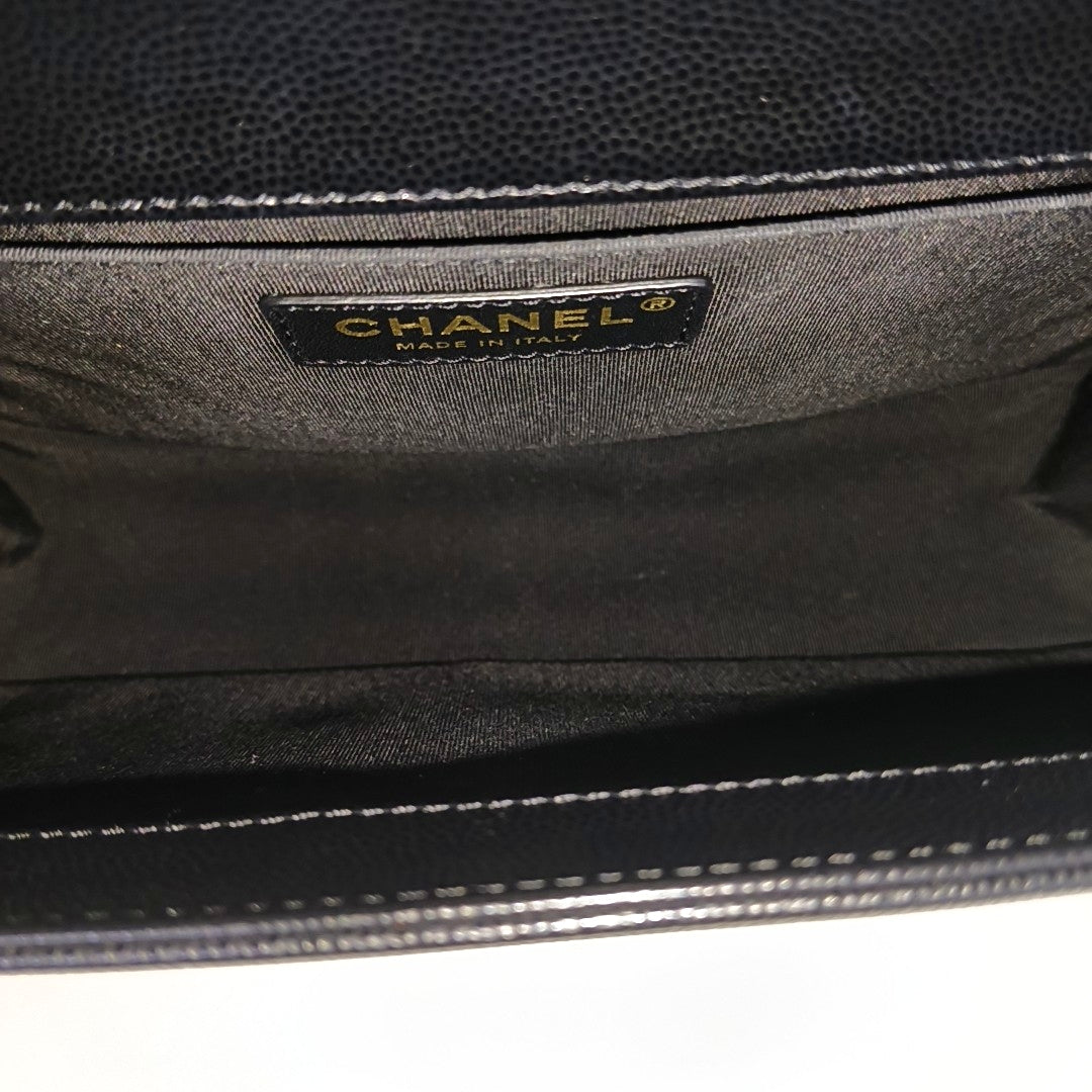 BOY CHANEL Medium Quilted Grained Calfskin Black