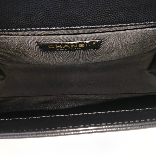 BOY CHANEL Medium Quilted Grained Calfskin Black