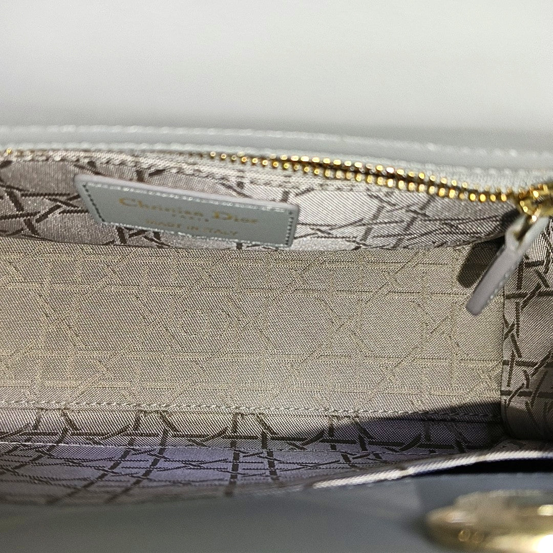 Lady Dior Small Cannage Lambskin Gray