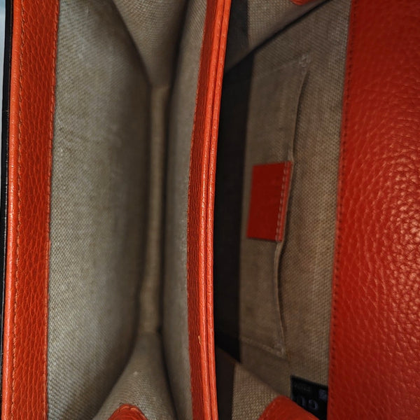 Interlocking G Small Calfskin Orange