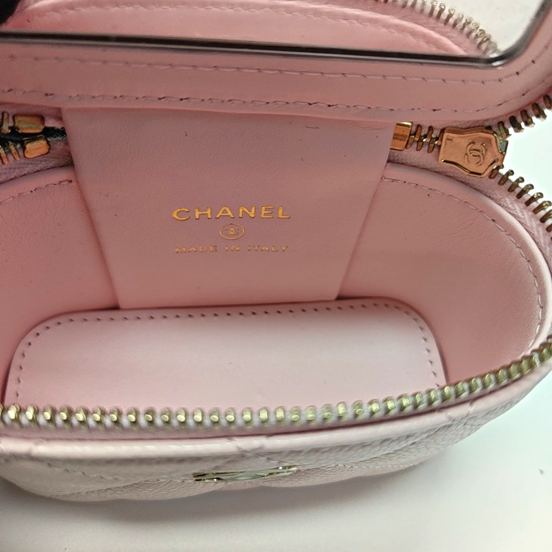 Quilted Grained Calfskin Top Handle Bag Pink
