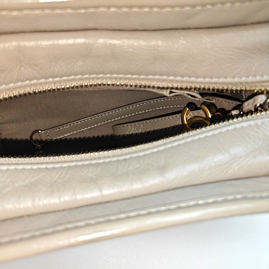 GABRIELLE Small Chevron Calfskin Gray