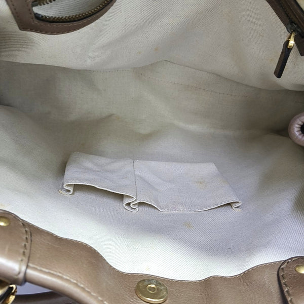 Calfskin Top Handle Bag Brown