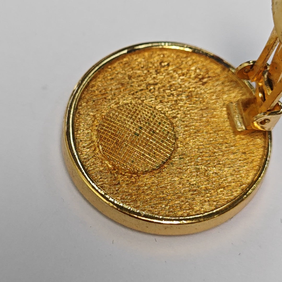 Petit CD Metal Gold Clip On Earrings