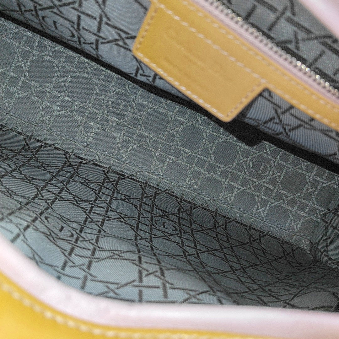 Authenticated pre-owned  Lady Dior Large Quilted Patent Leather Yellow - Tote Bag at Looply
