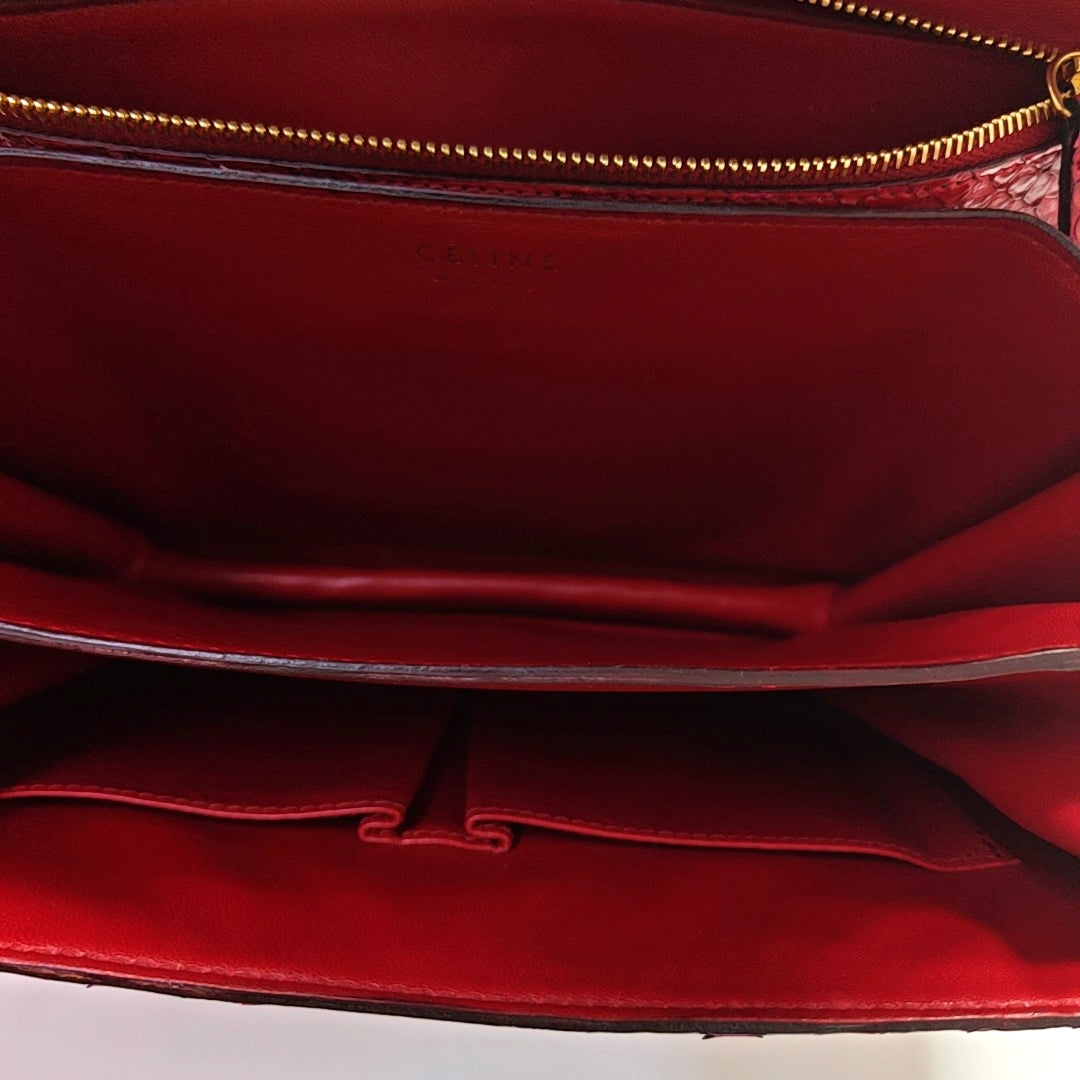 Authenticated pre-owned  CLASSIC BOX Medium Python Red - Shoulder Bag at Looply