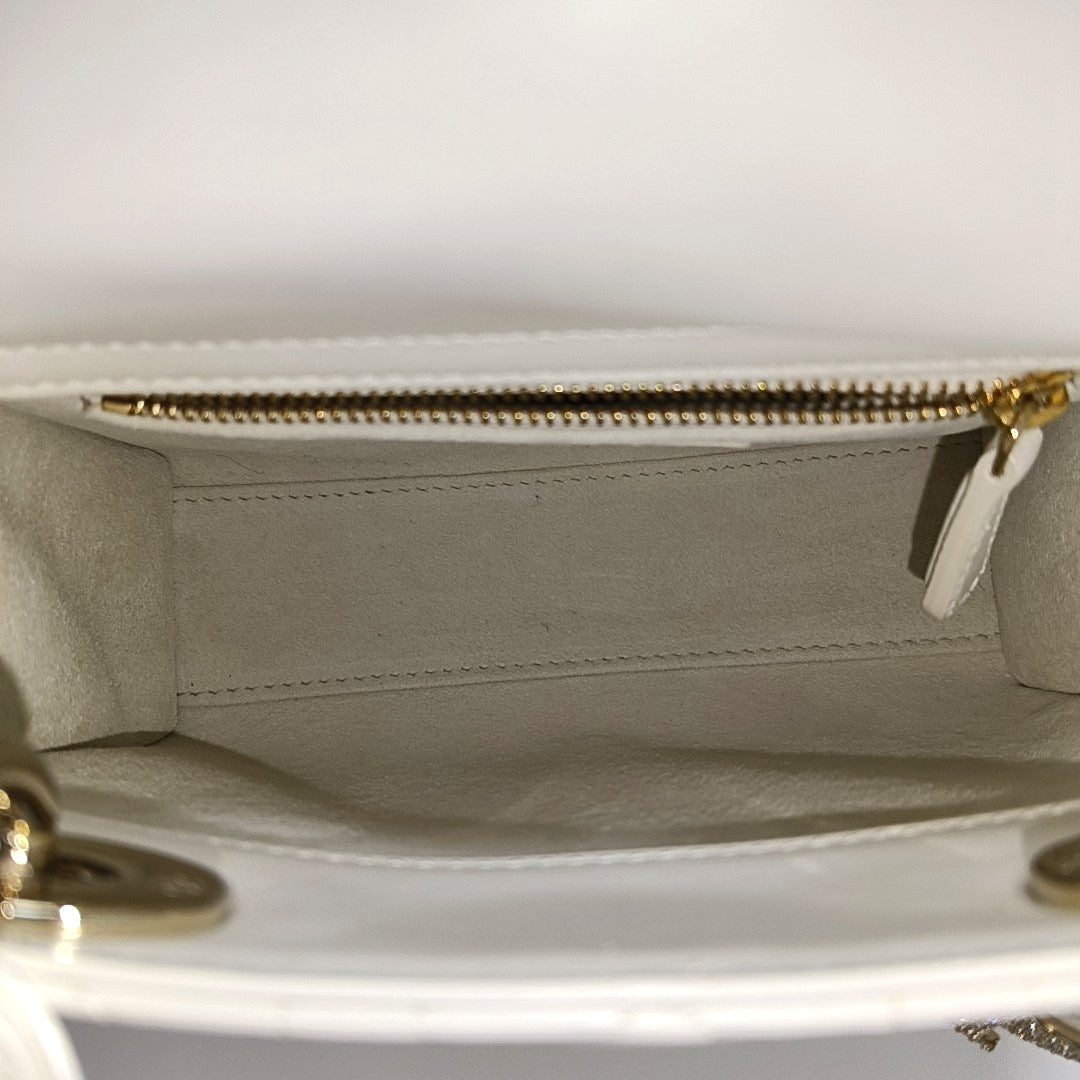 Lady Dior Mini Cannage Lambskin White