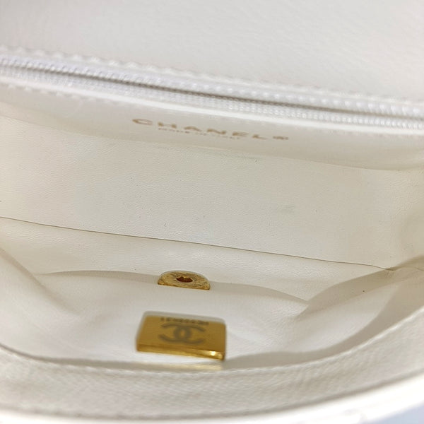 CLASSIC FLAP Small Quilted Grained Calfskin White