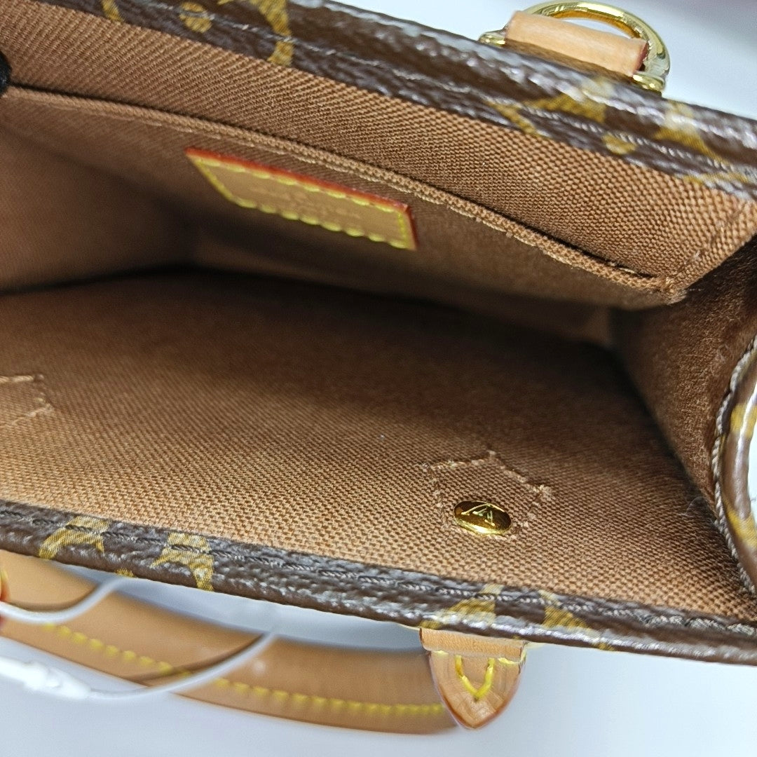 SAC PLAT Mini Monogram Coated Canvas Brown