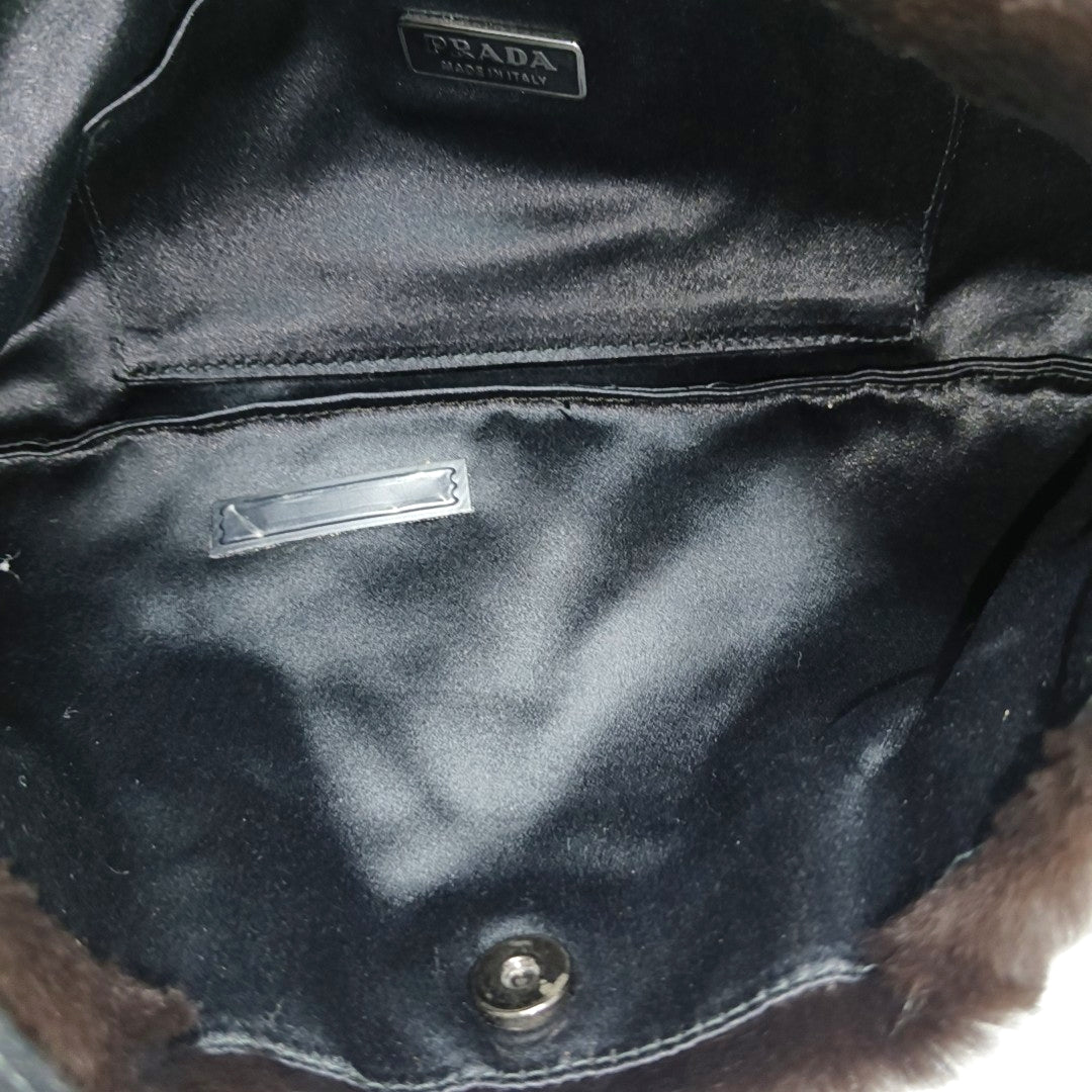Fur Top Handle Bag Brown